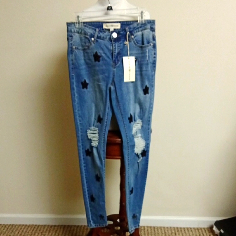 Women's Blue Star-Patterned Jeans